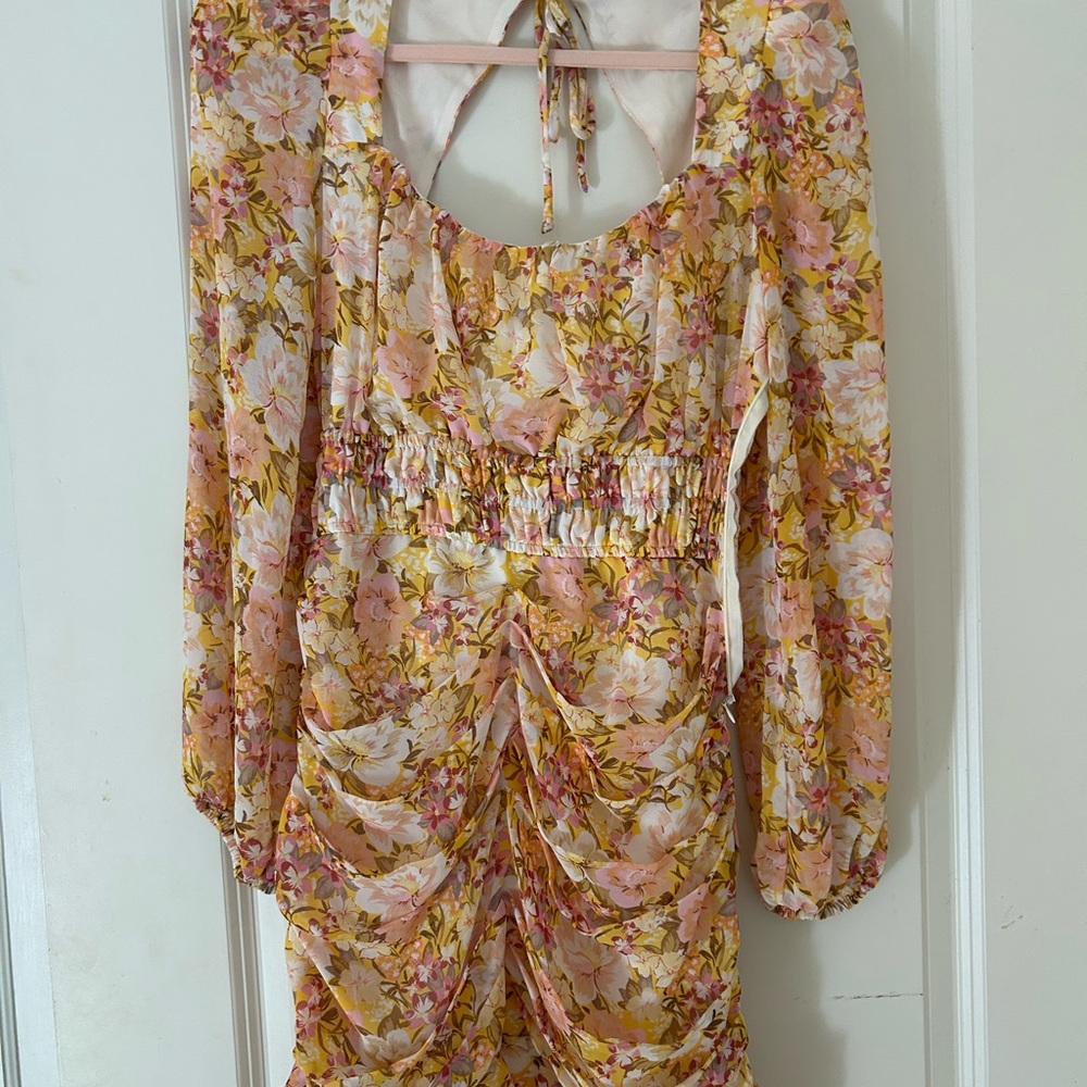Astr Floral Dress in Pink and Yellow